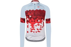 GCRFL Men's Cycling Jersey Long Sleeve Biking Shirt with 3+1 Zipper Pocket Breathable Quick Dry Bicycle Jersey
