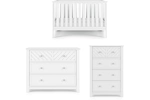 Child Craft Atwood Euro 3-Piece Nursery Set with 3-in-1 Convertible Crib, Dresser, and Chest (Matte White)