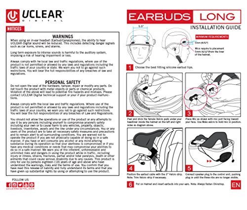 UCLEAR Digital Long Earbuds for UCLEAR Digital Bluetooth Helmet Audio Systems