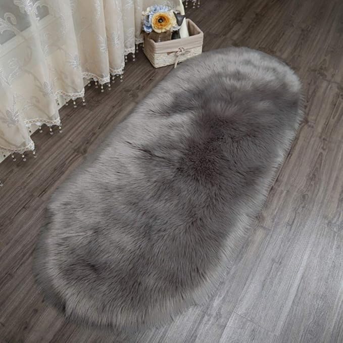 MMLC Spitzenqualität Lammfellimitat Teppich, Lammfellimitat Teppich Longhair Fell Optik Nachahmung Wolle Bettvorleger Sofa Ma