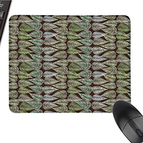 Green and BrownLarge Mouse padHand Drawn Foliage Pattern with Leaves with Lines Sketch Style VintageComfortable Mousepad 9.8"x11.8"Multicolor