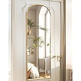 BEVERDY Over The Door Mirror - 16"x50" Arched Full Body Mirror, Gold