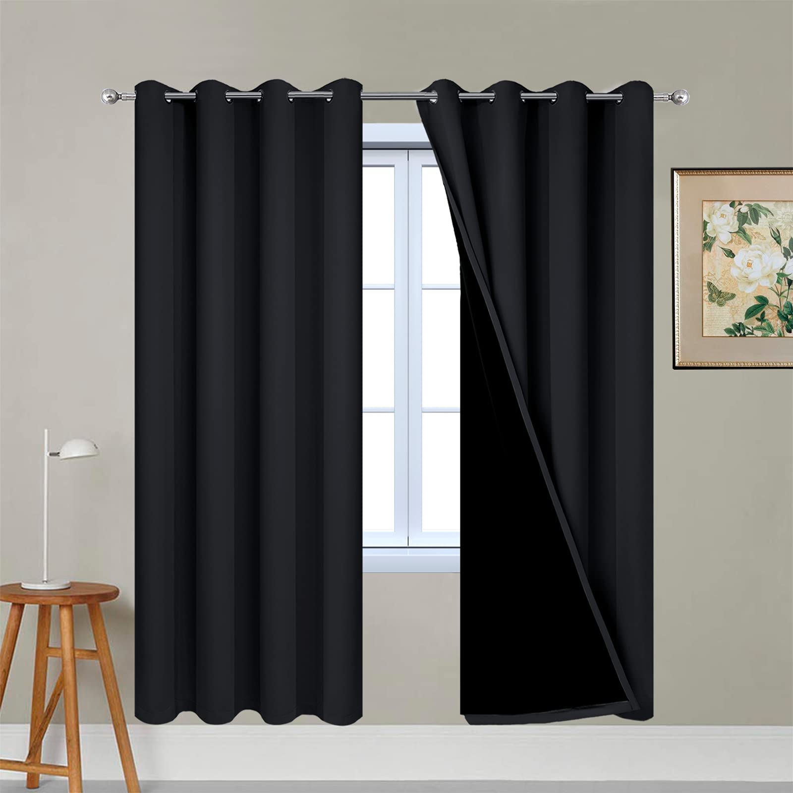 Yakamok Tende 100% oscuranti, colore viola, 2 pannelli, 132 x 183