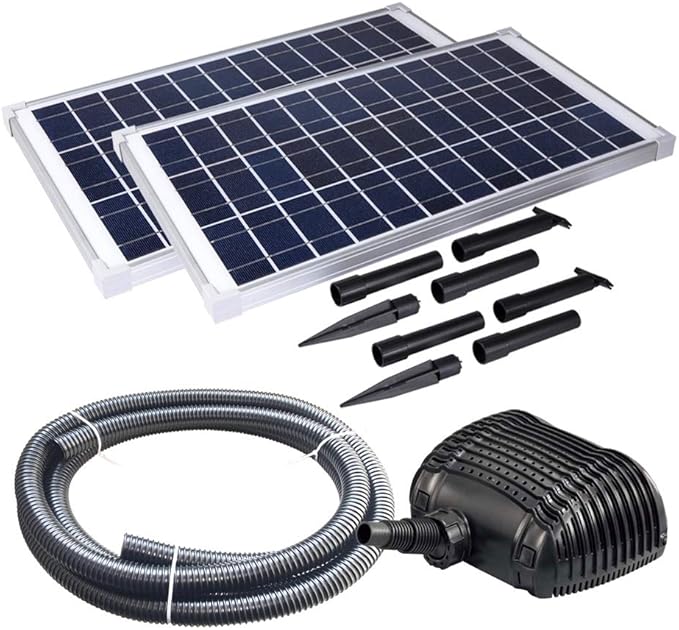 Solariver Solar Water Pump Kit 900GPH Submersible Water Pump, Two 35 Watt Solar