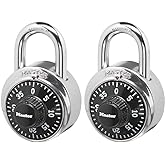 Master Lock Combination Padlock Black School Lock, Indoor Lock 2-Pack 1500T | Preset 3-digit Combination Lock For Gym Lockers School Lock, 1 Combination Opens Both Locks, 1-7/8" Black