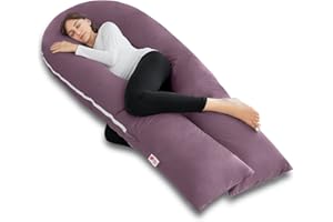 Meiz Pregnancy Pillow, Cooling Silky Pregnancy Pillows for Sleeping, 65" Maternity Pillow for Tall Pregnant Woman with Cooling Silk Jersey Cover, Purple