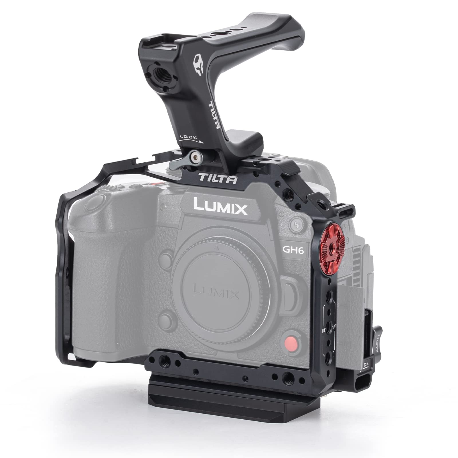 Tilta GH6/GH7 Cage, Full Camera Cage Compatible with GH6/GH7 Basic Kit with NATO Top Handle, HDMI Clamp Attachment - Black TA-T15-A-B