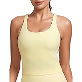 HeyNuts Zeal Bras Longline Ribbed Medium Support Sports Bras, Crisscross Back Tank Tops with Removable Pads A-D Cups