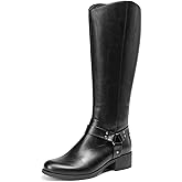 DREAM PAIRS Boots For Women Knee High, Comfortable Pull On Side Zipper Buckle Riding Boots