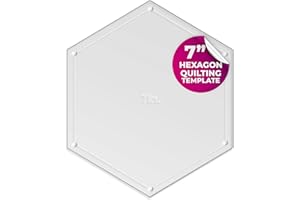 LaserThing Hexagon Quilting Template Set - 7" with 1/4" Seam Allowance - Durable Acrylic Templates for Quilting, Patchwork, Crafting, & Sewing Projects - Clear Templates for Accurate Designing