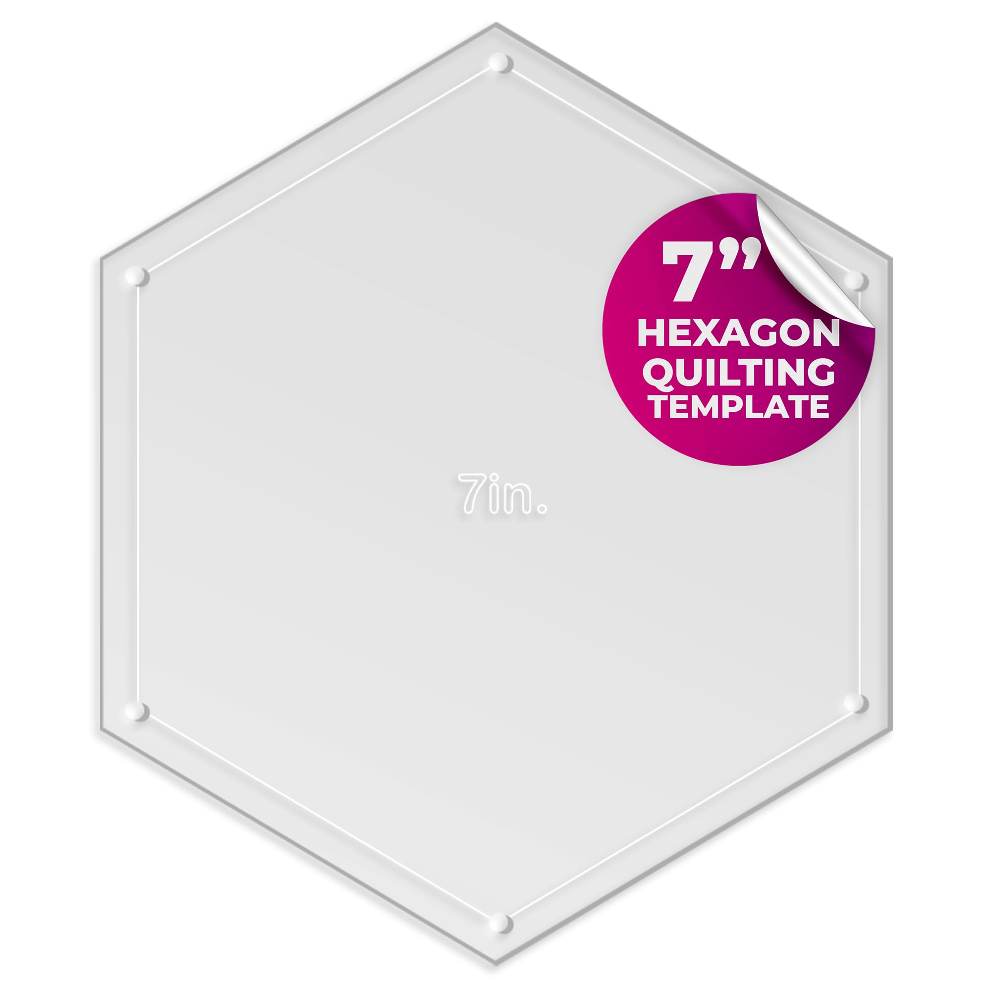 LaserThing Hexagon Quilting Template Set - 7" with 1/4" Seam Allowance - Durable Acrylic Templates for Quilting, Patchwork, Crafting, & Sewing Projects - Clear Templates for Accurate Designing