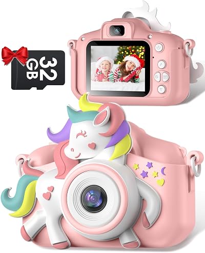 Gofunly Kids Camera 1080P 2.0 Inch Dual Lens 32GB Card Included