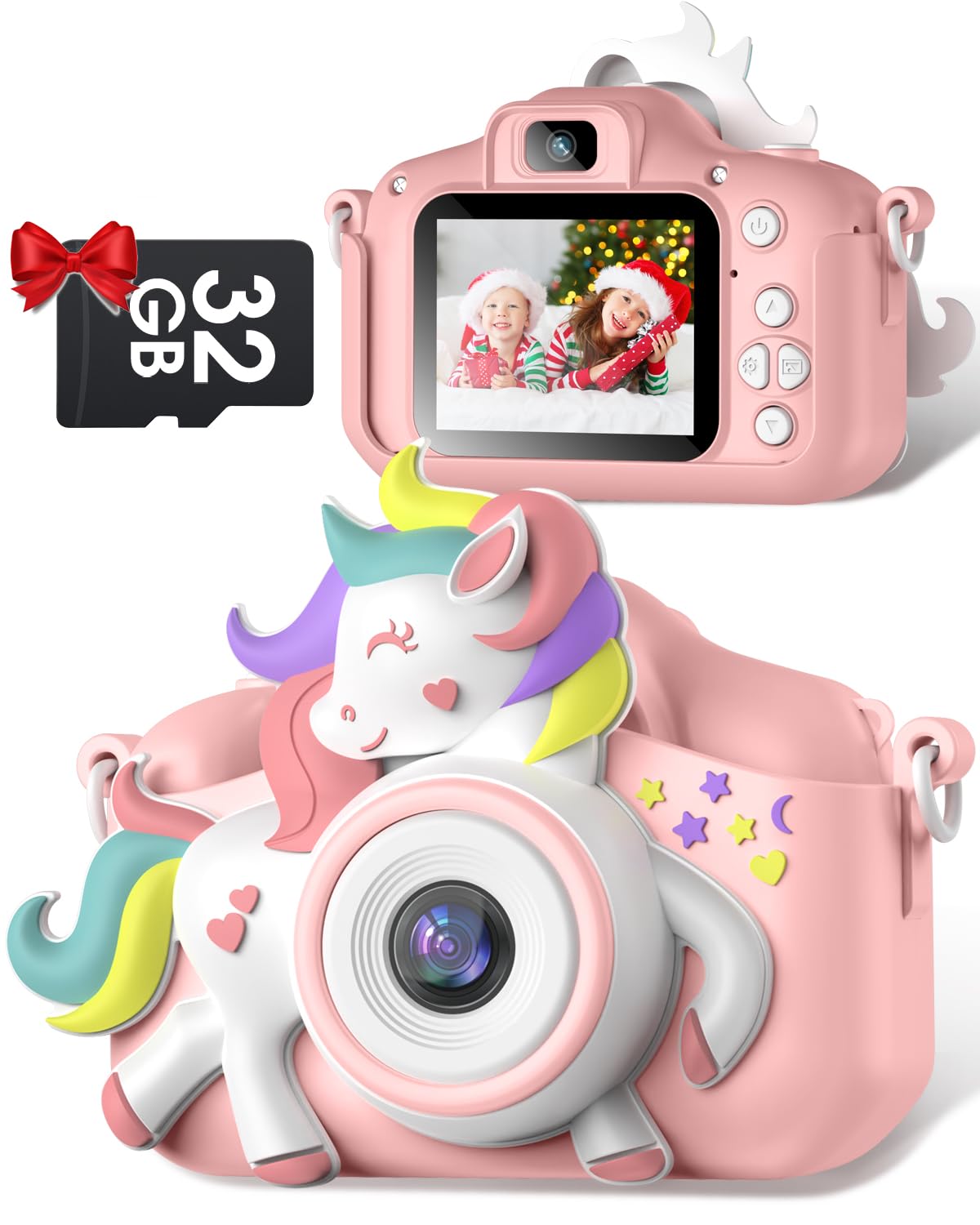 Gofunly Kids Camera, 1080P HD 2.0" Digital Camera for Kids with 32GB Card, Selfie Toy, Birthday Gifts Presents for Girls Ages 4-14