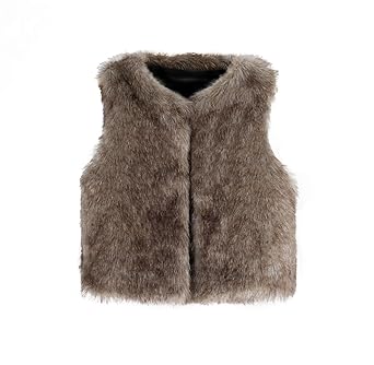 Vlunt Mädchen Pelzweste Kunstpelz Weste Fellweste Winter Warmer Gilet Vest Ärmellose Pelzmantel