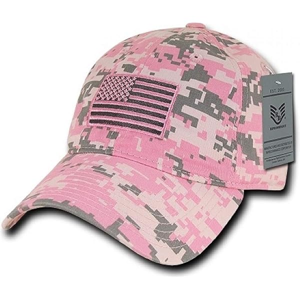 Enzyme Washed Army Cap - Pink Camo Cotton Twill Hat, One Size Fits Most