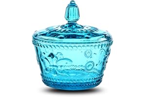 MASSJOY European Retro Nostalgic Three-Dimensional Relief Color Glass Jar Candy Jar Seasoning Jar With Lid