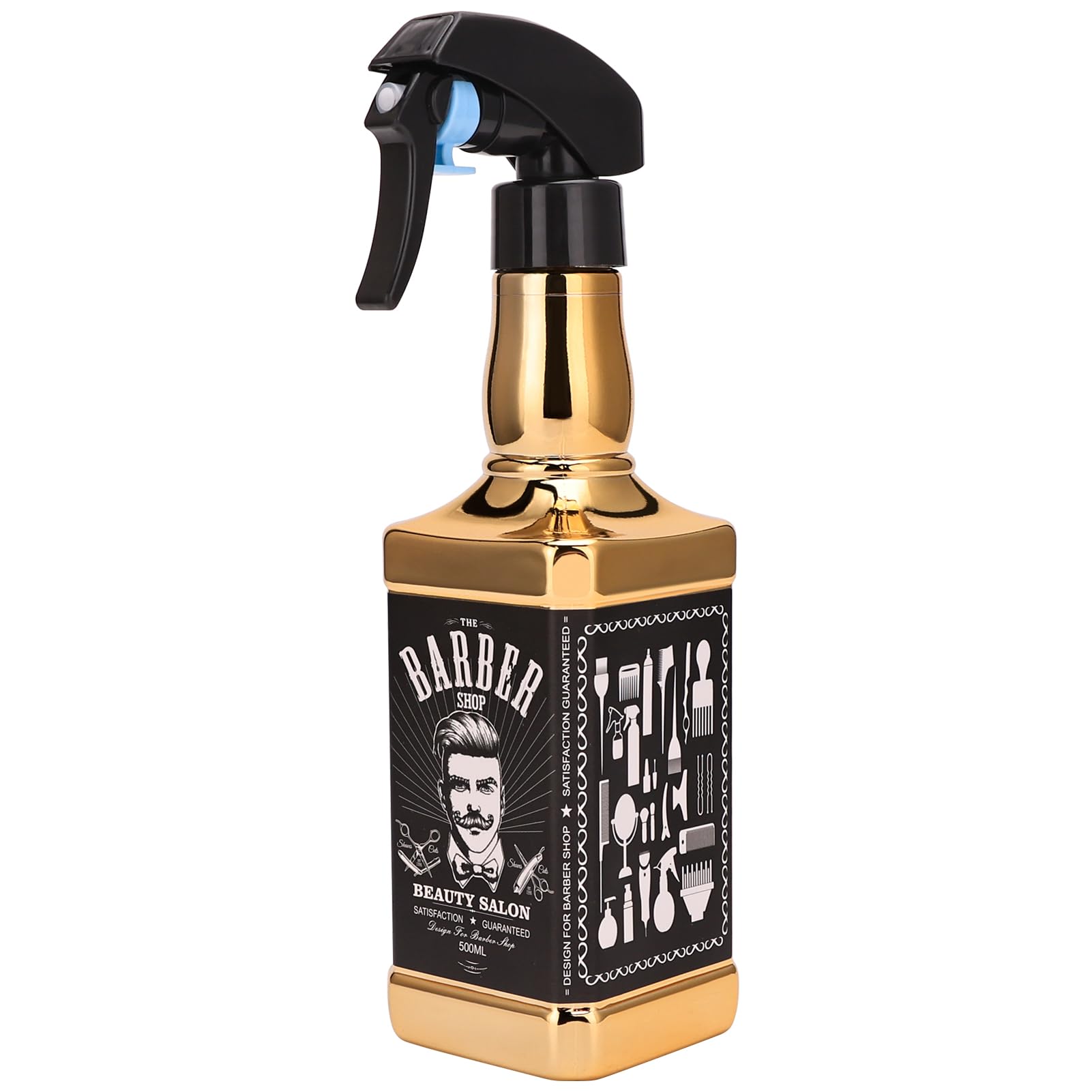 Photo 1 of ZIBARBER Water Sprayer 500ml/16.9oz Hair Spray Bottle Hairdressing Barber Spray Bottle Whisky Squirt Bottle Mist Salon Hair Tools Home Gardening(Golden)