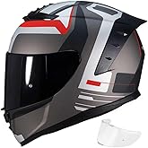 Full Face Motorcycle Helmet,Helmets for Adults Motorcycle, MG611 Motorbike Racing Street Bike Helmets with Black Visor for Men Women,DOT Approved (Matte Gray Cloud, L)