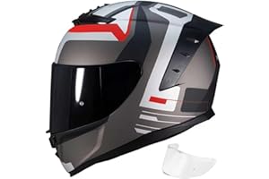 MXJ Gear Full Face Motorcycle Helmet,Helmets for Adults Motorcycle, MG611 Motorbike Racing Street Bike Helmets with Black Visor for Men Women,DOT Approved（M,Matte Gray Cloud ）