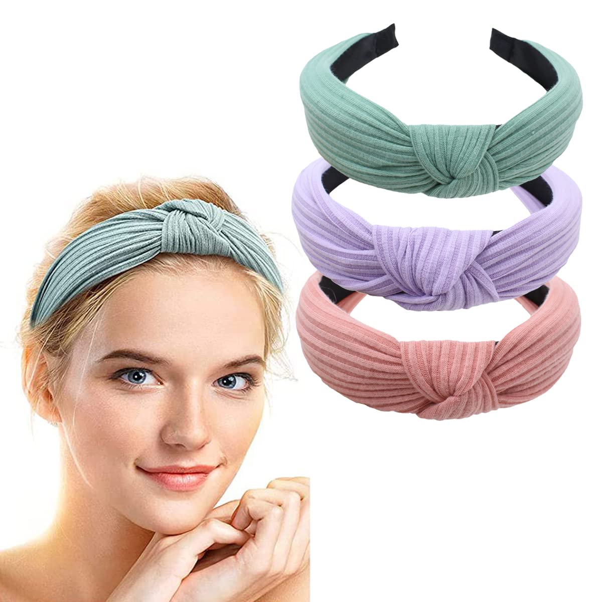 scicent Headband 3 Packs Fabric Hairbands Hair Accessories Elastic Head Bands Cute Outdoor Women Fashion Headbands 1806