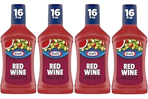 VENDING 2 U Kraft Red Wine Vinaigrette Salad Dressing, 16 fl oz Bottle, Pack of 4, Bundled With V2U Utensil Set