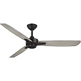 Minka-Aire F727-CL/SVG Rudolph Protruding Mount Farmhouse Style Ceiling Fan, Coal (Black) Finish with 3 Savannah Grey Blades