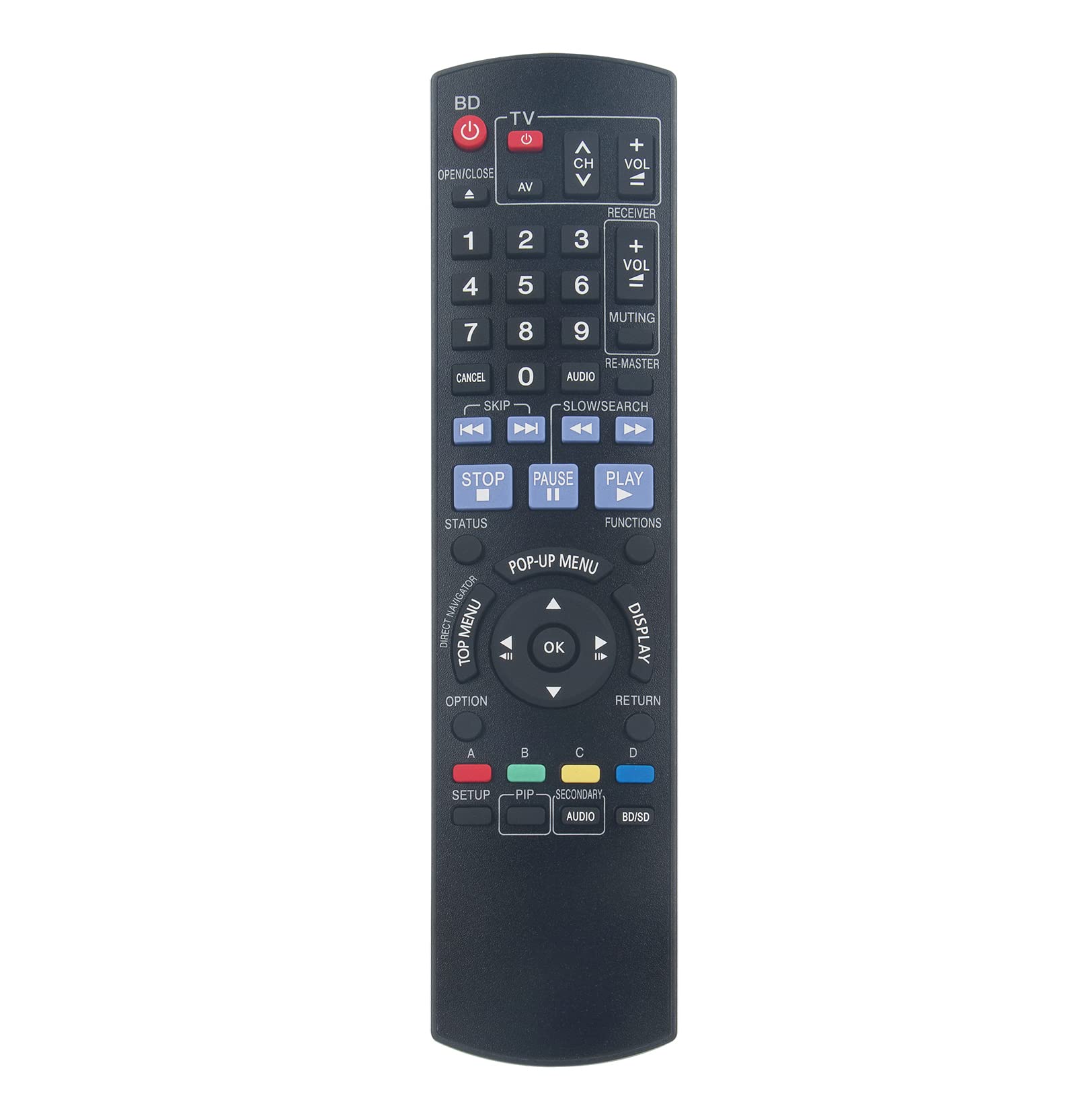 AULCMEET N2QAYB000185 Replace Remote fit for Panasonic DVD/HDD Recorder DMP-BD55 DMP-BD35 DMP-BD30EG-K,DMPBD30EG-K, DMPBD35EG-K, DMPBD55EG-K DMP-BD50 DMP-BD30EG DMP-BD35EG-K, DMP-BD55EG-K