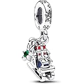 H.ZHENYUE S925 Sterling Silver Charm Pendant Dangle Beads Christmas Sleigh for Bracelet Necklace for Women Gifts