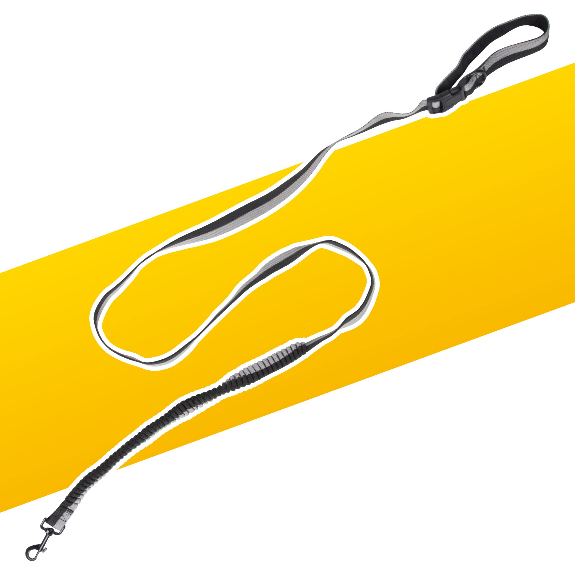 PawPride 6in1 Multi-Way 2.5m Dog Lead with Shock Absorbing Bungee Leash Technology, 360 Swivel Hook and Adjustable Handle to Belt for Running, Training and Cycling