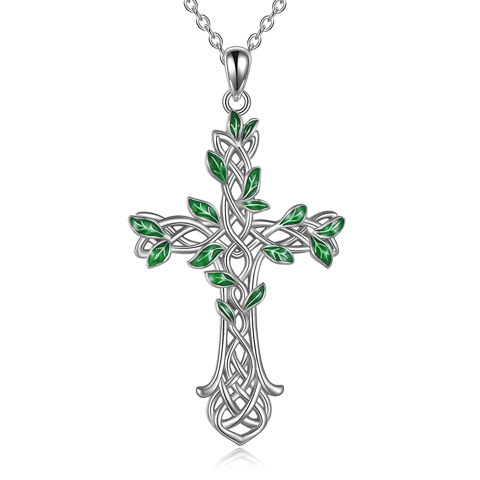 YAFEINI Cross Necklace 925 Sterling Silver Celtic knot Tree of Life Cross Necklace Pendant Gifts for Women Men