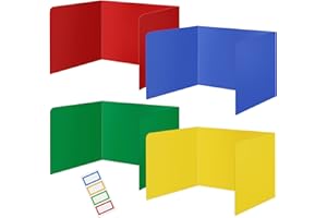 ZSMKJIAYE 4 Pack Desk Dividers for Students Plastic Sturdy and Waterproof Study Carrel Dividers Easy to Clean Privacy Folders Colourful Classroom Privacy Shields for School Study Teacher Supplies