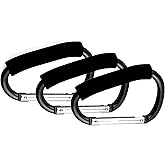 3PCS Stroller Hooks, 5.2'' Large Carabiner Clip - Carabiner Large, Baby Stroller Hooks for Hanging Bags, Stroller Accessories(Black)