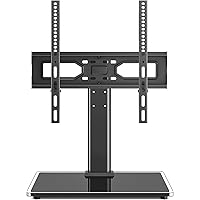 Rfiver Universal TV Stand, Table Top TV Stand for 27-60 inch LCD LED TVs, Height Adjustable TV Mount Stand with Tempered Glas