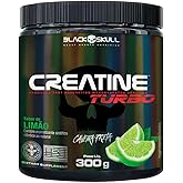 Creatine Turbo BlackSkull - Creatina Monohidratada em pó, com carboidrato para melhor absorção e performance (300g Pote, Limã