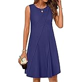 MEROKEETY Women's 2025 Summer Sleeveless Sundress Casual Beach Vacation Crewneck Tank Mini Dress