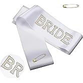 Bride Sash with Pearl and Rinstone White Sashes for Bridals Bachelorette Party Decorations Bridal Shower Accessories Wedding Decor Gifts for Brides