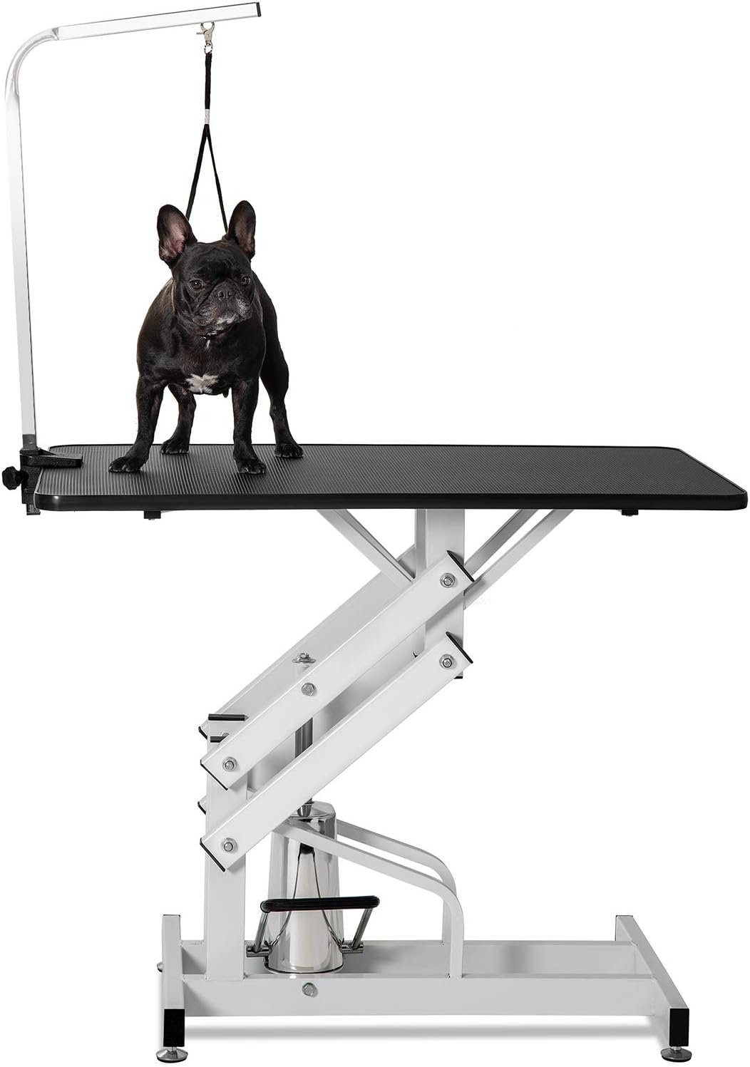 JULYFOXDog Grooming Table Hydraulic, Z-Lift Pet Grooming Table with Clamp On Arm Height Adjustable 330 LB Heavy Duty Strong Professional Groomers Helper for Small Medium Large Dogs Cats