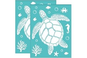 OLYCRAFT 2Pcs 8.6x11 Inch Self-Adhesive Silk Screen Printing Stencil Sea Turtle Pattern Silk Screen Stencil Starfish and Sea Horse Reusable Mesh Stencils Transfer for DIY T-Shirt Fabric Painting