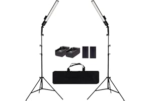 GSKAIWEN LED Video Light Battery Powered Photography Light Portable Handheld Wand,Dimmable 2800-5500K Photo Studio Light Kit with NP-970 Li-ion Battery and Stand for Portrait, YouTube,Outdoor Video