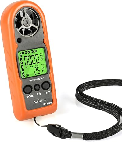Kethvoz KE-816B Anemometer Handheld Wind Speed Meter with Temp 0.3-30m/s 5%