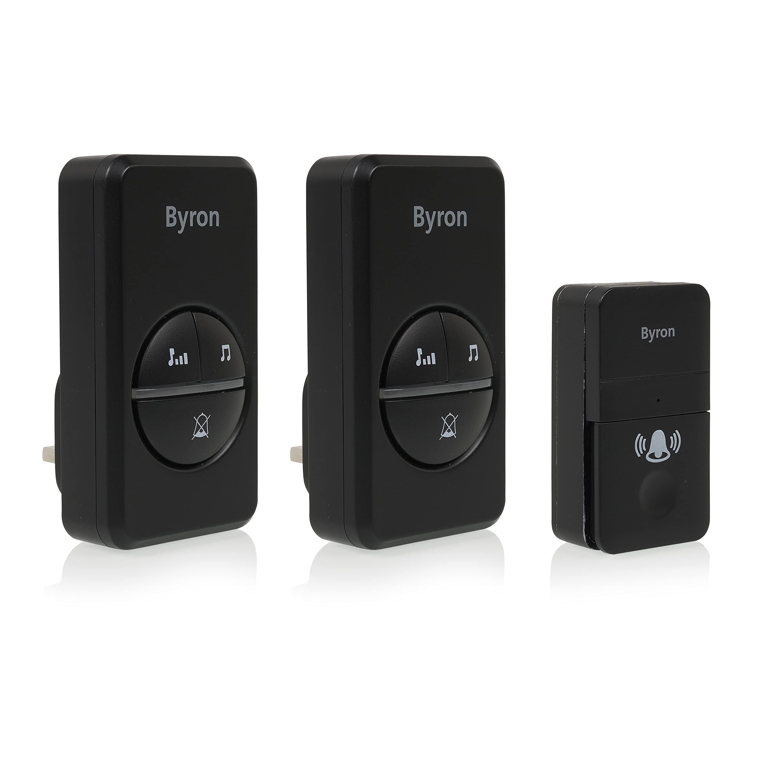 Byron Wireless Doorbell Set - 2 chimes - Kinetic Energy - 16 melodies - Up to 100m wireless range - DBY-23455BS