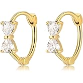 DAILY VIBES Small Gold Huggie Earrings for Women 14K Gold Plated Hypoallergenic Dainty Mini Cubic Zirconia Star Cross Cartilage Hoop Earrings