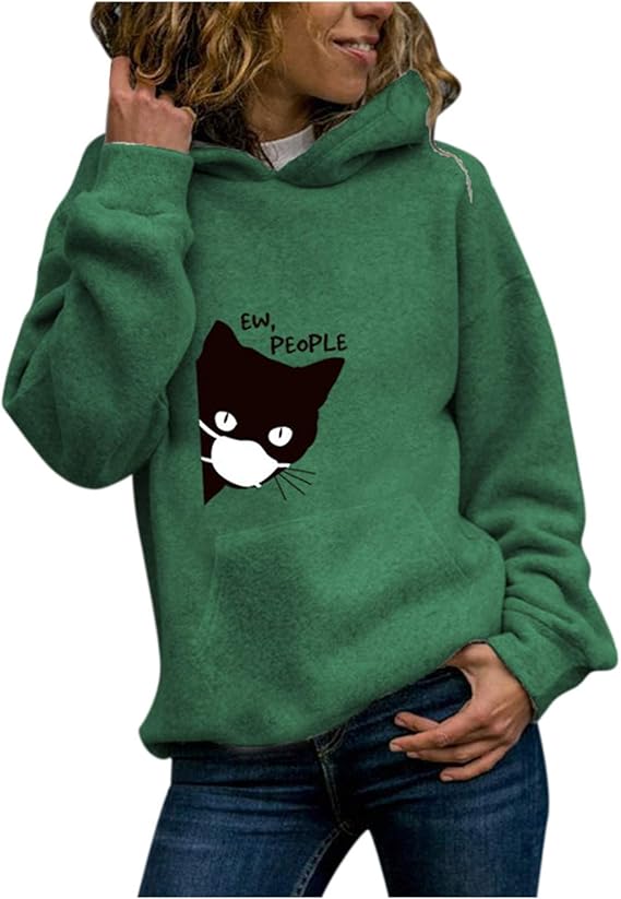 Amazon パーカー トレーナー 可愛い猫 レディース 長袖 ロングスリーブ トップスブラウス コットン製 秋と冬服 暖かい カットソー ファッション トレーナー パーカー 通販