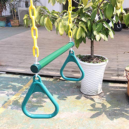 18" Trapeze Swing Bar Rings - 48" Heavy Duty Plastic Coated Chains - Swing Set Accessories with 2 Locking Carabiners