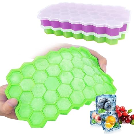 Ice Cube Tray Tougs Silicone Ice Cube Molds With Removable Lid Bpa Free Ice Cube Molds For Whiskeycocktailstackable Flexible Green Purple2