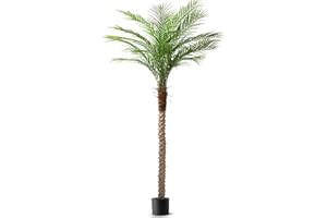 VITALISMO Artificial Phoenix Palm Tree 7ft Tall Outdoor Indoor Decor Fake Plants with 15 Adjustable Leaves, Large Faux Sago Palm Tree for Home Office Living Room Yard Outside Patio Poolside (1, 7ft)