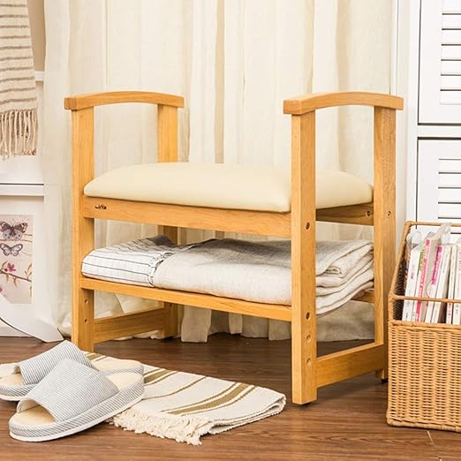 Amazon.com: DLT 2 Tier Oak Shoe Bench with 2 Arms, Wood Closets and