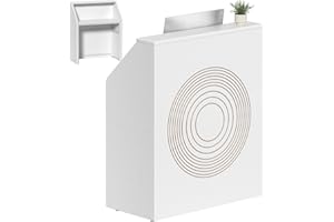 IGERI Small White Reception Desk with Counter for Salon 31.5 Inch Front Modern Standing Receptionist Room Tables Checkout Counter for Office