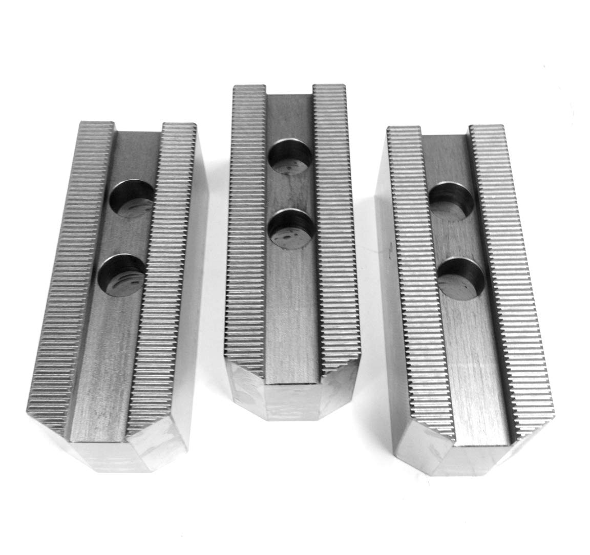 TAIKI 3900-4644 3 Piece Soft Steel Jaw Set, 1/16" x 90 Degree Serrations, 8" Chuck Size