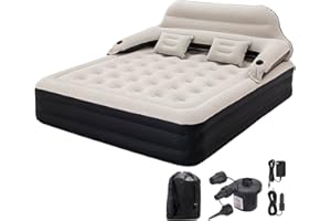 DIMAR GARDEN King Size Air Mattress with Headboard and Pump,Blow Up Mattress Inflatable Bed with Pillows